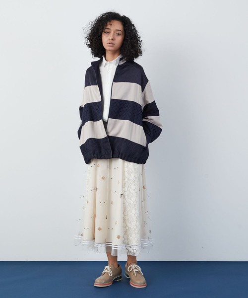 FRAPBOIS（フラボア）の「ボーダージャケット（ブルゾン・レディース・ブラック/ベージュ・2/1）」の16枚目の写真