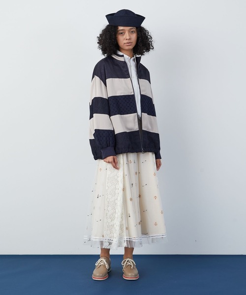 FRAPBOIS（フラボア）の「ボーダージャケット（ブルゾン・レディース・ブラック/ベージュ・2/1）」の17枚目の写真