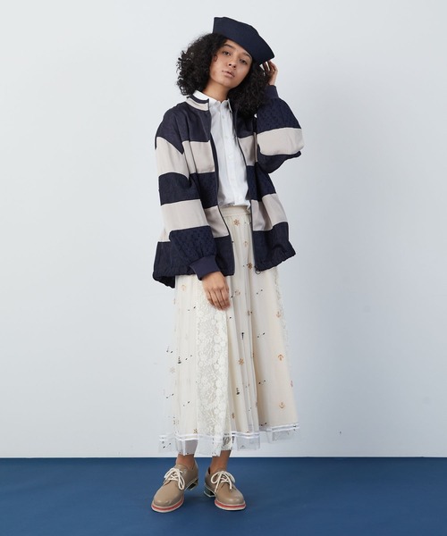 FRAPBOIS（フラボア）の「ボーダージャケット（ブルゾン・レディース・ブラック/ベージュ・2/1）」の19枚目の写真