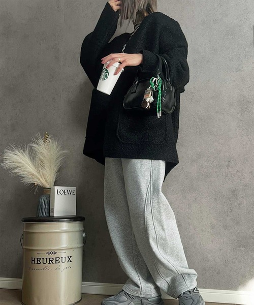 セール】【新色追加】アソート素材ミドル丈ジャケット（ノーカラー