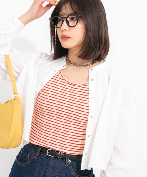 nemne store（ネンネストア）の「前後2wayボーダータンクトップ（タンクトップ・レディース・ブラック/レッド/ピンク/イエロー/ブルー・フリー）」の8枚目の写真