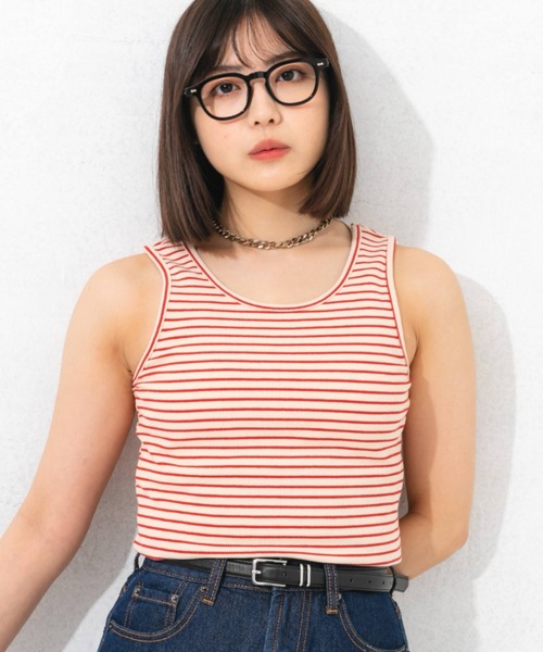 nemne store（ネンネストア）の「前後2wayボーダータンクトップ（タンクトップ・レディース・ブラック/レッド/ピンク/イエロー/ブルー・フリー）」の12枚目の写真