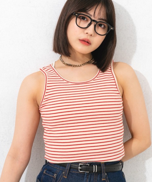 nemne store（ネンネストア）の「前後2wayボーダータンクトップ（タンクトップ・レディース・ブラック/レッド/ピンク/イエロー/ブルー・フリー）」の13枚目の写真