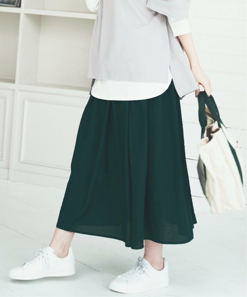 ikka（イッカ）の「【Sサイズ WEB限定】涼やかボリュームスカート（スカート・レディース・ブラック/グレー/オフホワイト/ブルー/グリーン系その他・S/M/L）」の4枚目の写真