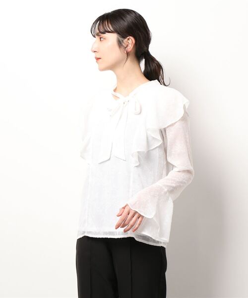 ANDGEEBEE（アンジービー）の「ボウタイブラウス（シャツ/ブラウス・レディース・ホワイト/ラベンダー・MEDIUM）」の7枚目の写真