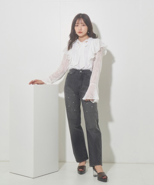 ANDGEEBEE（アンジービー）の「ボウタイブラウス（シャツ/ブラウス・レディース・ホワイト/ラベンダー・MEDIUM）」の22枚目の写真