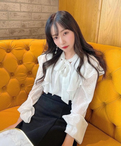 ANDGEEBEE（アンジービー）の「ボウタイブラウス（シャツ/ブラウス・レディース・ホワイト/ラベンダー・MEDIUM）」の19枚目の写真