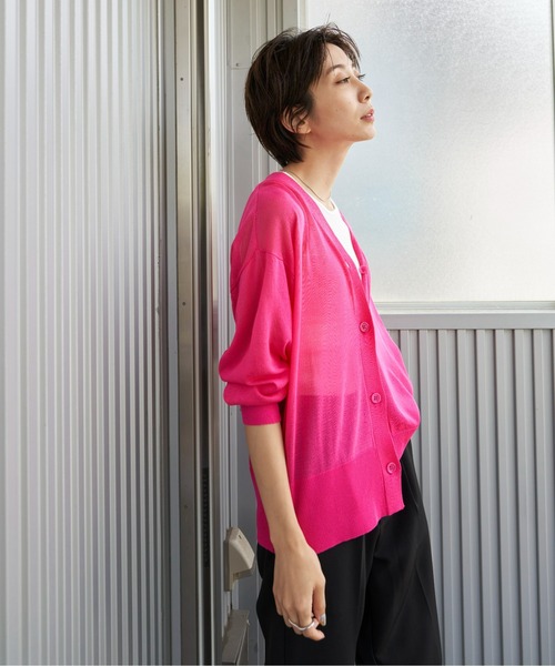 Auntie Rosa Holiday(アンティローザホリデー)の「ボリュームスリーブシアーVカーデ(カーディガン/ボレロ・レディース・グリーン/ピンク/イエロー・FREE)」の21枚目の写真