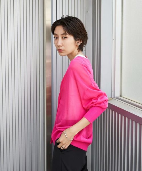 Auntie Rosa Holiday(アンティローザホリデー)の「ボリュームスリーブシアーVカーデ(カーディガン/ボレロ・レディース・グリーン/ピンク/イエロー・FREE)」の22枚目の写真