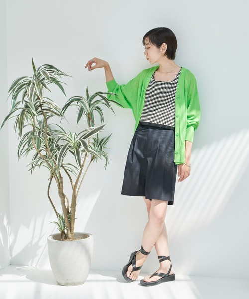 Auntie Rosa Holiday(アンティローザホリデー)の「ボリュームスリーブシアーVカーデ(カーディガン/ボレロ・レディース・グリーン/ピンク/イエロー・FREE)」の11枚目の写真