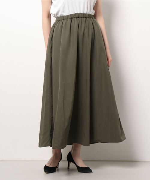 Q（キュー）の「ソフトメモリーツイルフレアスカート（スカート・レディース・ターコイズブルー/オリーブ・MEDIUM）」の10枚目の写真