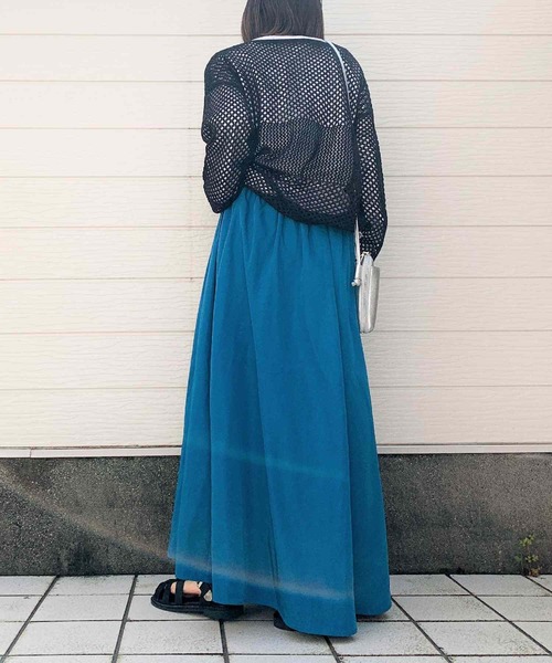 Q（キュー）の「ソフトメモリーツイルフレアスカート（スカート・レディース・ターコイズブルー/オリーブ・MEDIUM）」の7枚目の写真