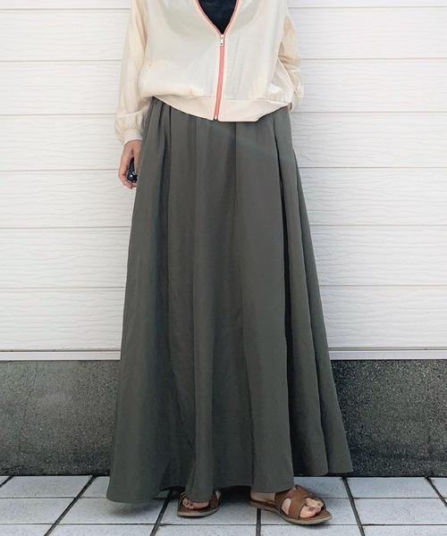 Q（キュー）の「ソフトメモリーツイルフレアスカート（スカート・レディース・ターコイズブルー/オリーブ・MEDIUM）」の3枚目の写真