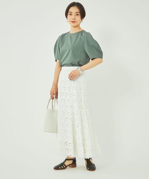 green label relaxing（グリーンレーベルリラクシング）の「【WEB限定】［ XS /H148-155㎝］ボリュームスリーブ カット プルオーバー（Tシャツ/カットソー・レディース・ブラック/オリーブ/ホワイト・XS）」の13枚目の写真