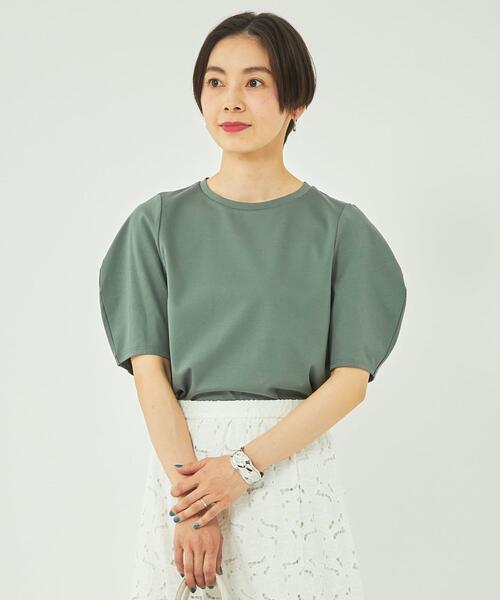 green label relaxing（グリーンレーベルリラクシング）の「【WEB限定】［ XS /H148-155㎝］ボリュームスリーブ カット プルオーバー（Tシャツ/カットソー・レディース・ブラック/オリーブ/ホワイト・XS）」の3枚目の写真