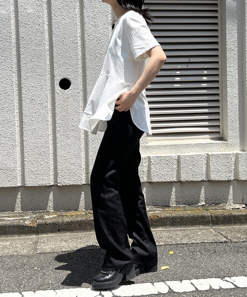 Jewelobe（ジュエローブ）の「ルーズシルエットペプラムカットトップス（Tシャツ/カットソー・レディース・ブラック/ブルー/ベージュ/ホワイト・FREE）」の12枚目の写真