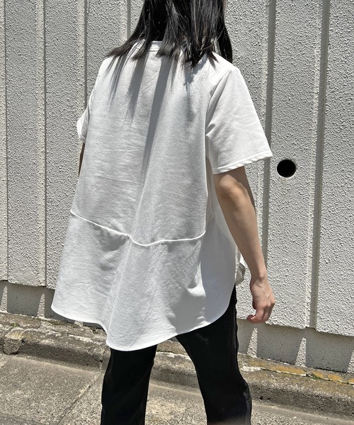 Jewelobe（ジュエローブ）の「ルーズシルエットペプラムカットトップス（Tシャツ/カットソー・レディース・ブラック/ブルー/ベージュ/ホワイト・FREE）」の21枚目の写真