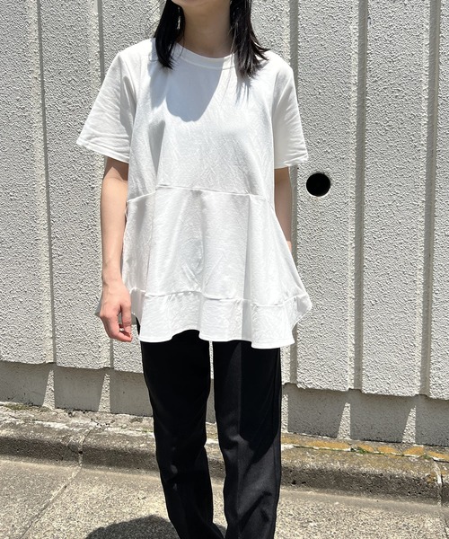 Jewelobe（ジュエローブ）の「ルーズシルエットペプラムカットトップス（Tシャツ/カットソー・レディース・ブラック/ブルー/ベージュ/ホワイト・FREE）」の15枚目の写真