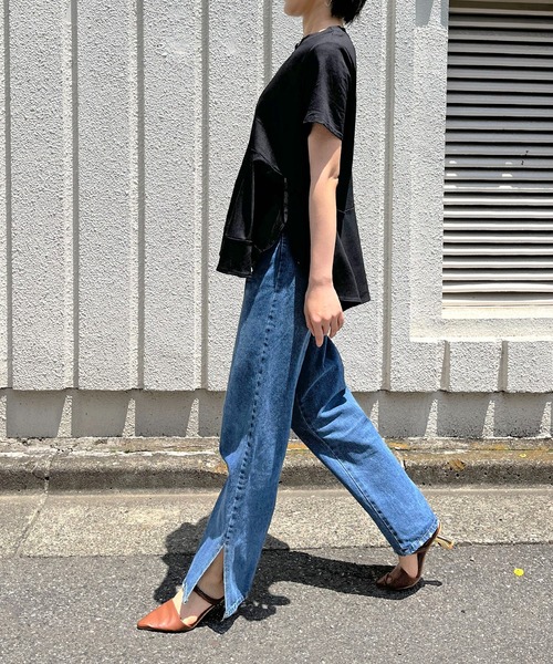 Jewelobe（ジュエローブ）の「ルーズシルエットペプラムカットトップス（Tシャツ/カットソー・レディース・ブラック/ブルー/ベージュ/ホワイト・FREE）」の9枚目の写真