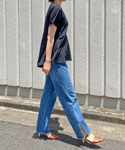 Jewelobe（ジュエローブ）の「ルーズシルエットペプラムカットトップス（Tシャツ/カットソー・レディース・ブラック/ブルー/ベージュ/ホワイト・FREE）」の7枚目の写真