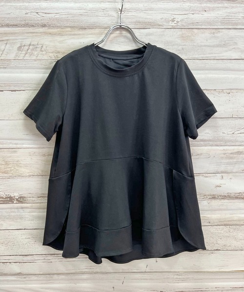 Jewelobe（ジュエローブ）の「ルーズシルエットペプラムカットトップス（Tシャツ/カットソー・レディース・ブラック/ブルー/ベージュ/ホワイト・FREE）」の8枚目の写真