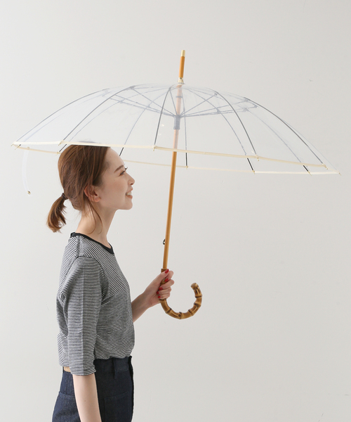 SLOBE IENA(スローブイエナ)の「【TRADITIONAL WEATHERWEAR】BAMBOO CLEAR UMBRELLA《雨傘》(長傘・レディース・ブラウン/グリーン/ホワイト・FREE)」の2枚目の写真