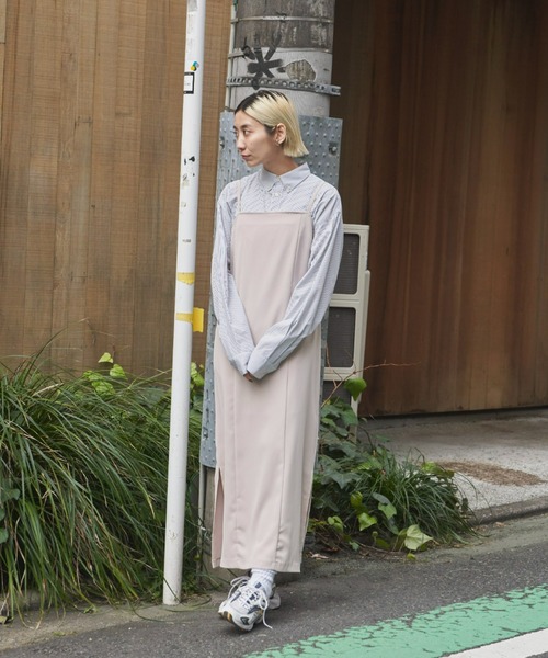 Auntie Rosa Holiday(アンティローザホリデー)の「ポリツイルキャミワンピース / 長さ調節可能(ワンピース・レディース・ブラック/アイボリー/マスタード/レオパード/ブルー・FREE)」の7枚目の写真