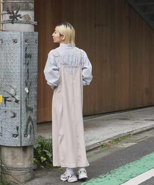 Auntie Rosa Holiday(アンティローザホリデー)の「ポリツイルキャミワンピース / 長さ調節可能(ワンピース・レディース・ブラック/アイボリー/マスタード/レオパード/ブルー・FREE)」の9枚目の写真