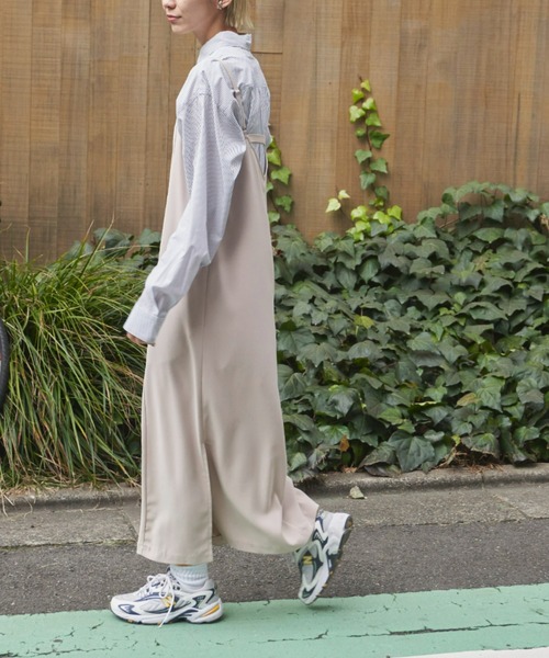 Auntie Rosa Holiday(アンティローザホリデー)の「ポリツイルキャミワンピース / 長さ調節可能(ワンピース・レディース・ブラック/アイボリー/マスタード/レオパード/ブルー・FREE)」の13枚目の写真