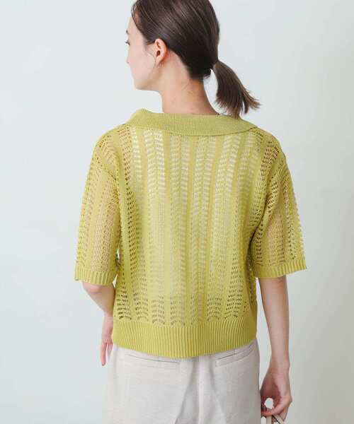 SENSE OF PLACE by URBAN RESEARCH（センスオブプレイスバイアーバンリサーチ）の「レースアミポロセーター（ニット/セーター・レディース・オレンジ/ブルー/イエロー/ライトベージュ・ONE）」の9枚目の写真