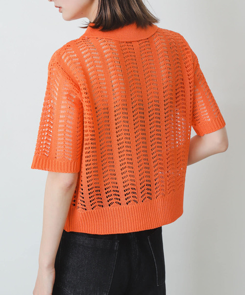 SENSE OF PLACE by URBAN RESEARCH（センスオブプレイスバイアーバンリサーチ）の「レースアミポロセーター（ニット/セーター・レディース・オレンジ/ブルー/イエロー/ライトベージュ・ONE）」の12枚目の写真