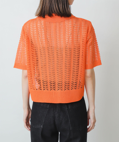 SENSE OF PLACE by URBAN RESEARCH（センスオブプレイスバイアーバンリサーチ）の「レースアミポロセーター（ニット/セーター・レディース・オレンジ/ブルー/イエロー/ライトベージュ・ONE）」の16枚目の写真