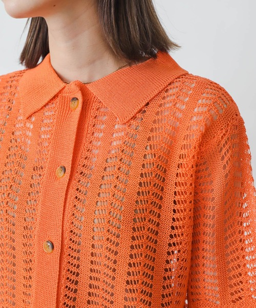 SENSE OF PLACE by URBAN RESEARCH（センスオブプレイスバイアーバンリサーチ）の「レースアミポロセーター（ニット/セーター・レディース・オレンジ/ブルー/イエロー/ライトベージュ・ONE）」の18枚目の写真