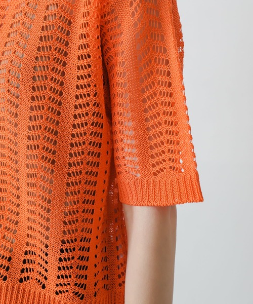 SENSE OF PLACE by URBAN RESEARCH（センスオブプレイスバイアーバンリサーチ）の「レースアミポロセーター（ニット/セーター・レディース・オレンジ/ブルー/イエロー/ライトベージュ・ONE）」の20枚目の写真