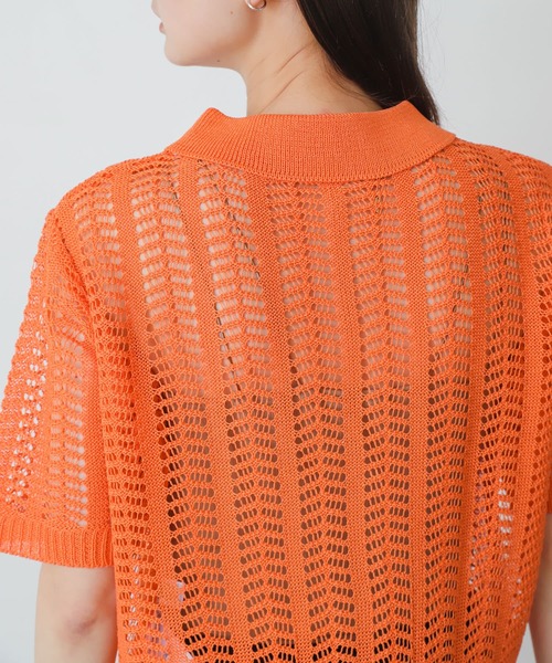 SENSE OF PLACE by URBAN RESEARCH（センスオブプレイスバイアーバンリサーチ）の「レースアミポロセーター（ニット/セーター・レディース・オレンジ/ブルー/イエロー/ライトベージュ・ONE）」の21枚目の写真