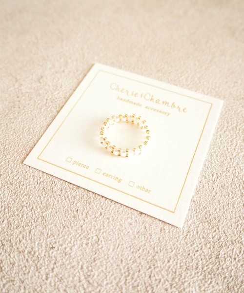 tone（トーン）の「Cherie+Chambre/Edging Beads Ring（リング・レディース・ホワイト/ライトブルー/パープル/ピンク/イエロー/ブルー/グリーン/ライトピンク・FREE）」の2枚目の写真