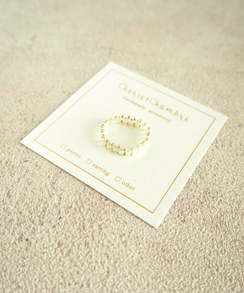 tone（トーン）の「Cherie+Chambre/Edging Beads Ring（リング・レディース・ホワイト/ライトブルー/パープル/ピンク/イエロー/ブルー/グリーン/ライトピンク・FREE）」の4枚目の写真