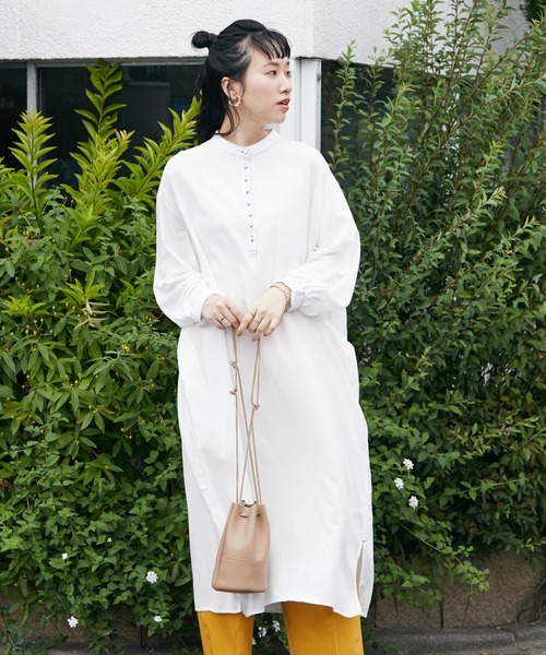 CRAFT STANDARD BOUTIQUE(クラフトスタンダードブティック)の「バンドカラーチェックワンピース *◆(シャツワンピース・レディース・オフホワイト/ベージュ系その他/ブルー系その他・FREE)」の1枚目の写真