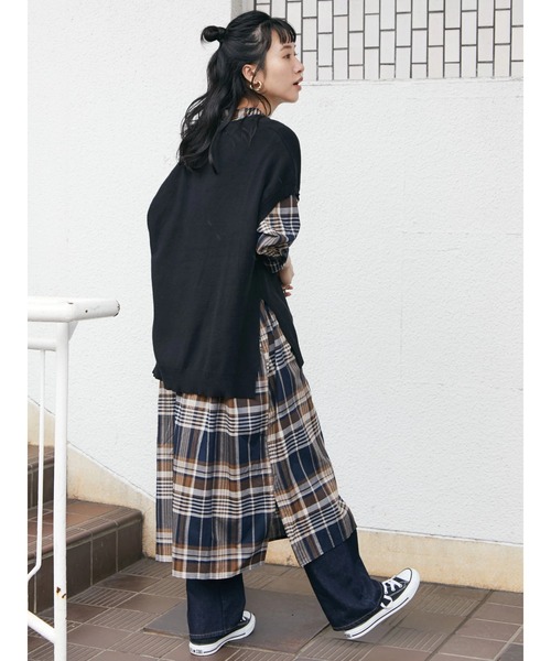 CRAFT STANDARD BOUTIQUE(クラフトスタンダードブティック)の「バンドカラーチェックワンピース *◆(シャツワンピース・レディース・オフホワイト/ベージュ系その他/ブルー系その他・FREE)」の12枚目の写真