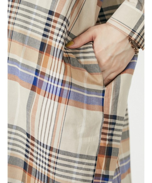 CRAFT STANDARD BOUTIQUE(クラフトスタンダードブティック)の「バンドカラーチェックワンピース *◆(シャツワンピース・レディース・オフホワイト/ベージュ系その他/ブルー系その他・FREE)」の16枚目の写真