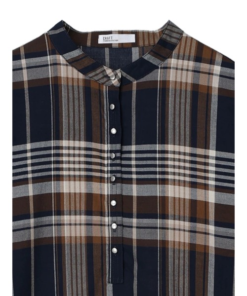 CRAFT STANDARD BOUTIQUE(クラフトスタンダードブティック)の「バンドカラーチェックワンピース *◆(シャツワンピース・レディース・オフホワイト/ベージュ系その他/ブルー系その他・FREE)」の19枚目の写真