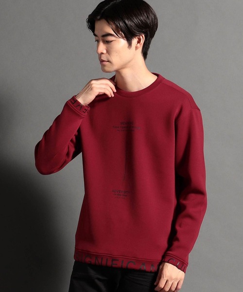 HIDEAWAYS NICOLE(ハイダウェイニコル)の「【WEB限定】ダンボールニットプルオーバー(Tシャツ/カットソー・メンズ・ボルドー/ブラック/チェック/オフホワイト/ダークオレンジ・MEDIUM/X-LARGE/LARGE)」の3枚目の写真