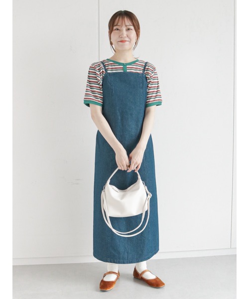 ehka sopo（エヘカソポ）の「デニムキャミワンピース（ワンピース・レディース・ブラック/ネイビー/グレー・ﾌﾘ-）」の8枚目の写真