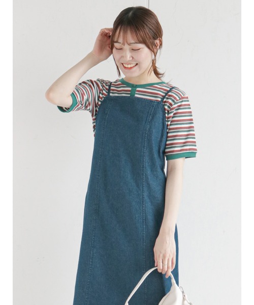 ehka sopo（エヘカソポ）の「デニムキャミワンピース（ワンピース・レディース・ブラック/ネイビー/グレー・ﾌﾘ-）」の11枚目の写真