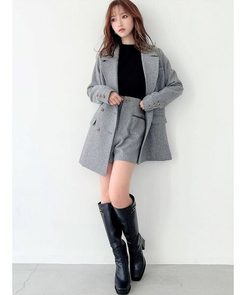 RESEXXY（リゼクシー）の「合皮パイピングティックショートパンツ【セットアップ着用可能】（その他パンツ・レディース・グレー/ピンク/アイボリー・FREE）」の7枚目の写真