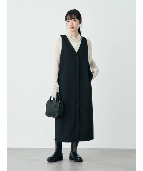 earth music&ecology（アースミュージックアンドエコロジー）の「2WAYジレワンピース（ワンピース・レディース・ブラック/ベージュ/チェック・FREE）」の11枚目の写真