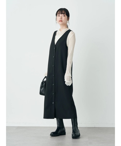 earth music&ecology（アースミュージックアンドエコロジー）の「2WAYジレワンピース（ワンピース・レディース・ブラック/ベージュ/チェック・FREE）」の15枚目の写真