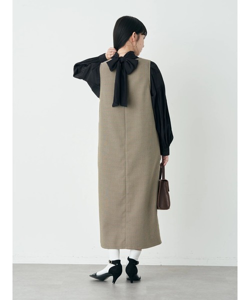 earth music&ecology（アースミュージックアンドエコロジー）の「2WAYジレワンピース（ワンピース・レディース・ブラック/ベージュ/チェック・FREE）」の12枚目の写真