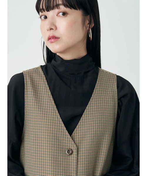 earth music&ecology（アースミュージックアンドエコロジー）の「2WAYジレワンピース（ワンピース・レディース・ブラック/ベージュ/チェック・FREE）」の16枚目の写真