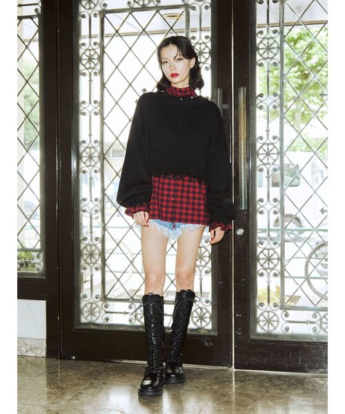 jouetie(ジュエティ)の「レースアップロングブーツ(ブーツ・レディース・その他1/ボルドー/ブラック・L/M)」の9枚目の写真